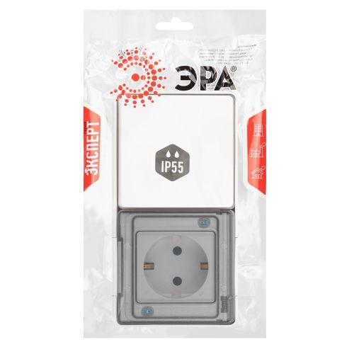Блок розетка с выключателем Эксперт 11-7501-01 IP55 16А (10AX)-250В ОУ бел. Эра Б0063288