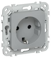 Розетка СП FLITE РС11-1-ФлС 16А с заземл. без защ. шторок безвинтовое крепление механизм сер. IEK FI-R11-16-1-K03