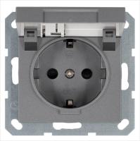 Розетка 1-м Shuko 16А IP20 с заземл. защ. шторки с крышкой механизм алюм. Jasmart G5505S