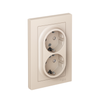 Розетка 2-м СП AtlasDesign 16А IP20 с заземл. защ. шторки в сборе беж. SE ATN000226