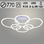 Люстра DK06062B/6 PR WH белый 168W+8W LED RGB 3000-6500K d770 ПДУ(ИК) диммер, HN23