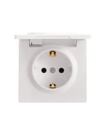 Розетка 1-м ОП LETO с заземл. с крышкой LETO ПБТ бел. LEZARD 752-0200-123B