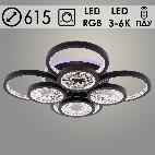 Люстра DK06060C/4+4B PR BK черный 192W+8W LED RGB 3000K-6000K d615 ПДУ(ИК) диммер, HN24
