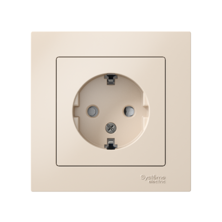 Розетка 1-м СП AtlasDesign 16А IP20 с заземл. защ. шторки в сборе беж. SE ATN000244