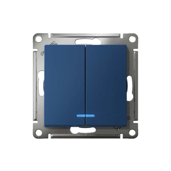 Выключатель 2-кл. AtlasDesign (сх. 5а) 10AX с подсветкой механизм аквамарин SE ATN001153