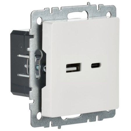 Розетка BRITE USB A+C 18Вт РЮ11-1-БрБ механизм бел. IEK BR-U22-018-K01