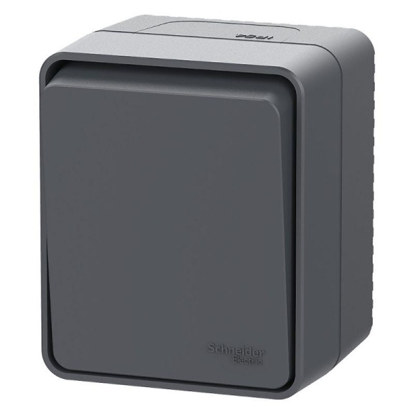 Выключатель кнопочный 1-кл. ОП AtlasDesign PROFI IP54 10АХ антрацит SE ATN544015