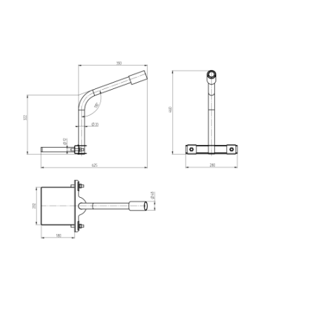 Кронштейн для уличного светильника SPP-AC3-0-350-048 на опору с 1 хомутом 625х460х280 d48мм Эра Б0047653