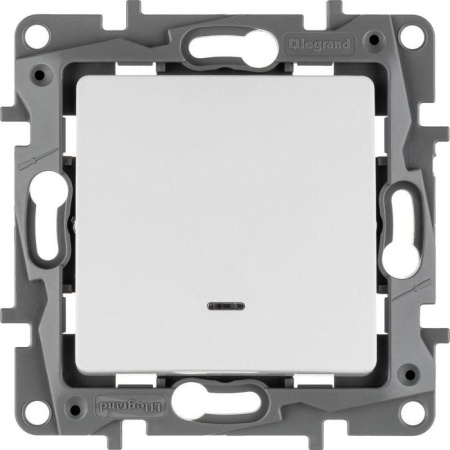 Выключатель 1-кл. СП Etika 10А IP20 250В 10AX с подсветкой/индикацией безвинтов. зажимы механизм бел. IEK 672203