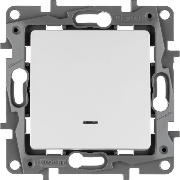 Выключатель 1-кл. СП Etika 10А IP20 250В 10AX с подсветкой/индикацией безвинтов. зажимы механизм бел. IEK 672203