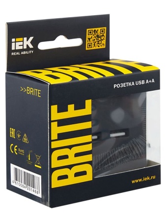 Розетка BRITE USB A+A 3.1А РЮ10-1-БрГ механизм графит IEK BR-U21-D31-K53