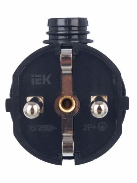 Вилка угловая ВПу11-02-Ст разборная с заземл. 16А черн. IEK EVP11-16-01-K02