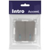 Выключатель 2-кл. СП Accent 6-105-09 10А IP20 250В с подсветкой AL/CU титан Intro Б0063525