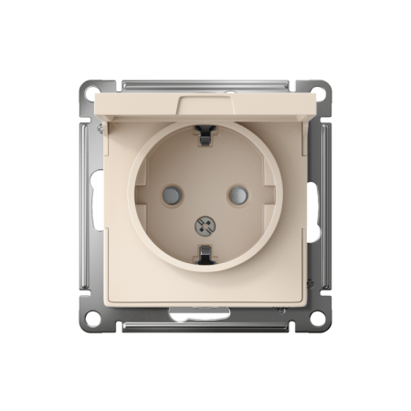 Розетка 1-м СП AtlasDesign 16А IP20 с заземл. защ. шторки с крышкой механизм беж. SE ATN000246
