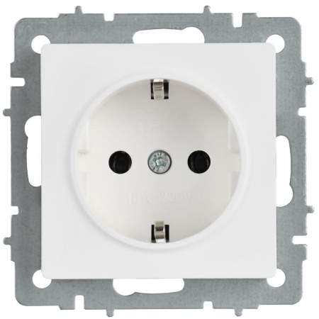 Розетка BRITE РС11-1-0-БрАБ 16А с заземл. без защ. шторок механизм арктич. бел. IEK BR-R11-16-K91
