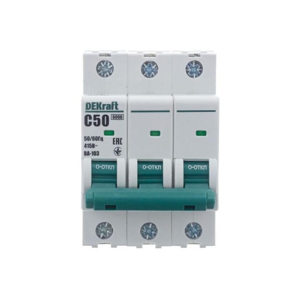 Выключатель автоматический модульный 3п C 50А 6кА ВА-103 DEKraft 12310DEK