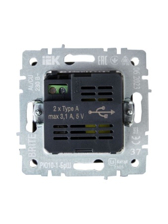 Розетка BRITE USB A+A 3.1А РЮ10-1-БрШ механизм шампань IEK BR-U21-D31-K37