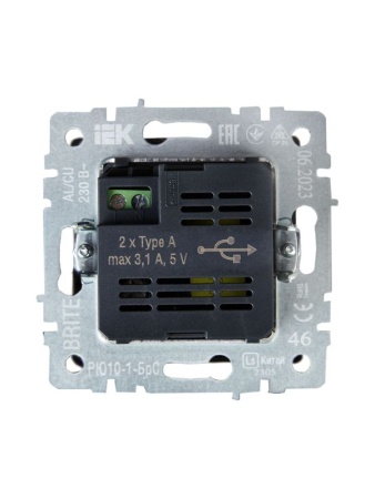 Розетка BRITE USB A+A 3.1А РЮ10-1-БрС механизм сталь IEK BR-U21-D31-K46