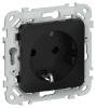 Розетка СП FLITE РС11-1-ФлЧ 16А с заземл. без защ. шторок безвинтовое крепление механизм черн. IEK FI-R11-16-1-K02