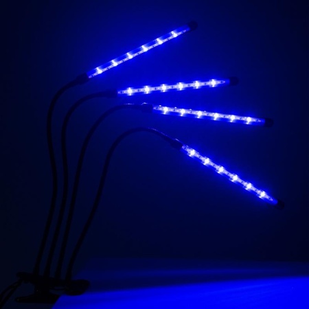 Светильник светодиодный "КРИСТАЛЛ" CTL2-USB-bl Agro 4х10Вт IP40 для растений спектр 4 плафона на прищепке пульт на шнуре красн./син. ФАZА 5068810