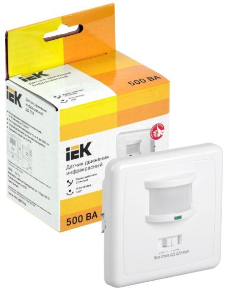 Детектор движения ДД 035 500Вт угол обз. 140град. дальн. 12м IP20 бел. IEK LDD12-035-500-001