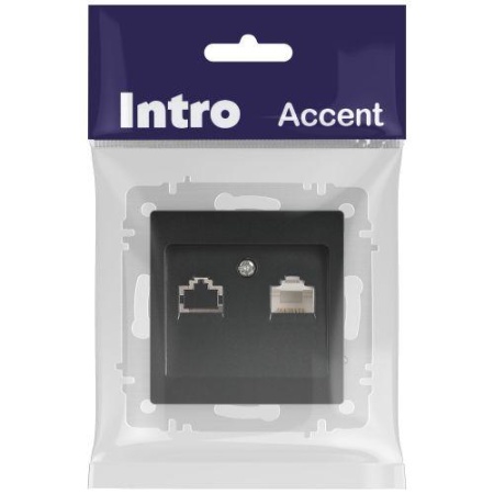 Розетка компьютерная 1-м СП Accent 6-303-05 RJ45 IP20 антрацит Intro Б0063634