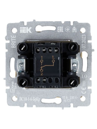 Выключатель проходной 1-кл. СП BRITE ВС10-1-6-БрКр 10А механизм беж. IEK BR-V12-0-10-K10