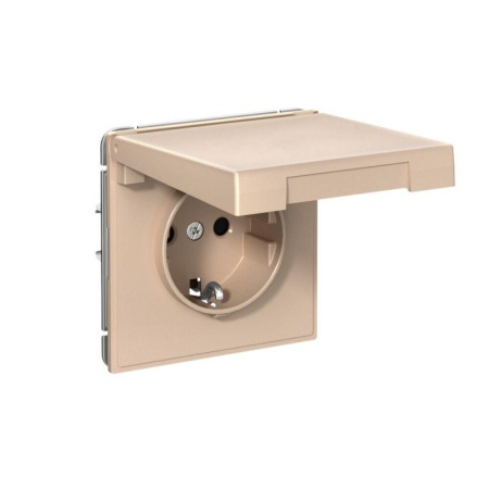 Розетка ArtGallery 16А IP20 с заземл. защ. шторки с крышкой механизм песочн. SE GAL001246