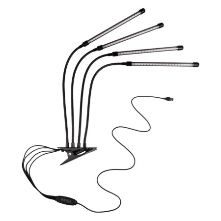 Светильник светодиодный "КРИСТАЛЛ" CTL2-USB-bl Agro 4х10Вт IP40 для растений спектр 4 плафона на прищепке пульт на шнуре красн./син. ФАZА 5068810