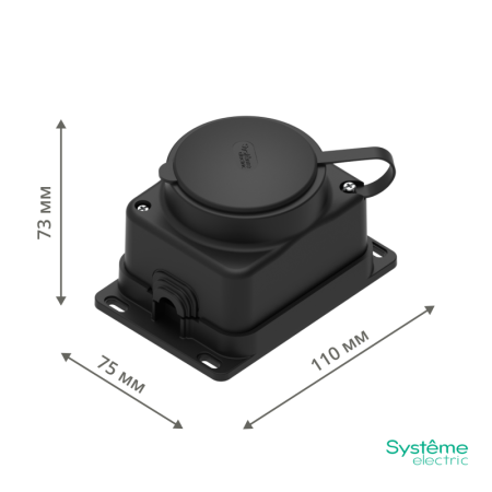 Колодка удлинителя 1-м MultiSet 16А 250В IP44 с заземл. каучук черн. SE MST4003BK