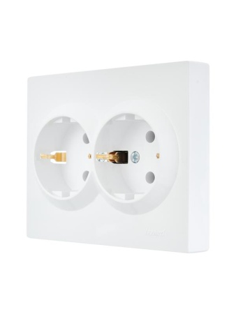Розетка 2-м СП VESNA с заземл. ПБТ бел. LEZARD 742-0200-127B