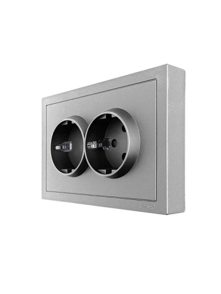 Розетка 2-мест. б/з СП ZIMA IP20 16А ПБТ безвинт. зажим сер. матов. LEZARD 704-7400-128BQC