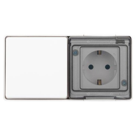 Блок розетка с выключателем Эксперт 11-7501-01 IP55 16А (10AX)-250В ОУ бел. Эра Б0063288