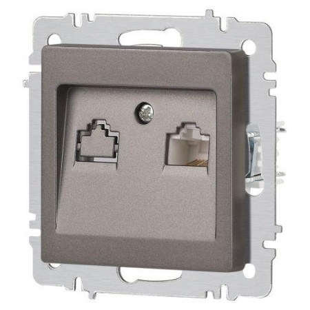 Розетка компьютерная 1-м СП Accent 6-303-09 RJ45 IP20 титан Intro Б0063642