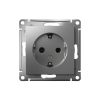 Розетка 1-м СП AtlasDesign 16А IP20 с заземл. механизм сталь SE ATN000943