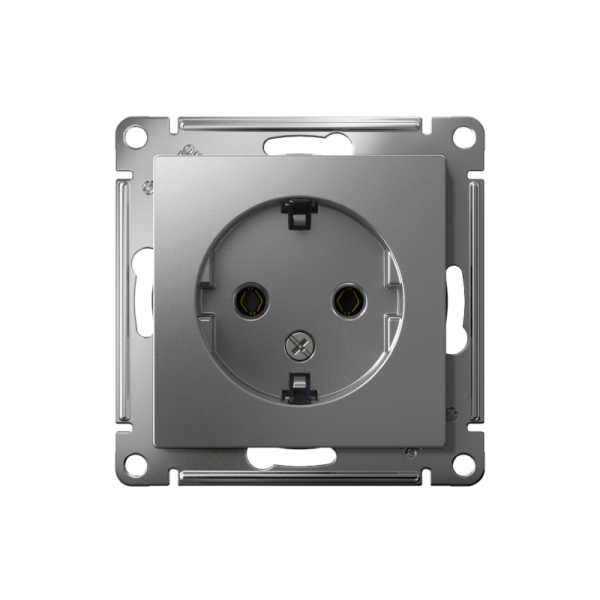 Розетка 1-м СП AtlasDesign 16А IP20 с заземл. механизм сталь SE ATN000943