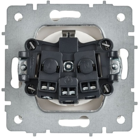 Розетка BRITE РС11-1-0-БрАБ 16А с заземл. без защ. шторок механизм арктич. бел. IEK BR-R11-16-K91