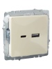 Розетка BRITE USB A+C 18Вт РЮ11-1-БрКр механизм беж. IEK BR-U22-018-K10