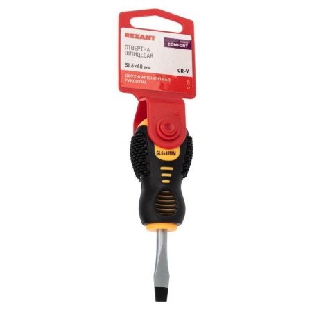 Отвертка шлицевая SL 6х40мм двухкомпонентн. рукоятка Rexant 12-4725