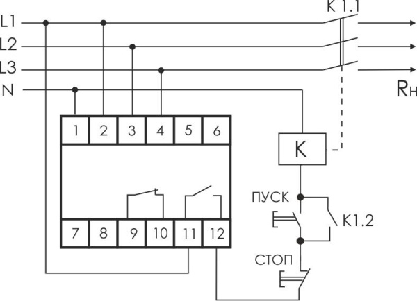 Реле напряжения CP-731 (трехфазный; микропроцессорный; контроль верхнего и нижнего значений напряжения; контроль асимметрии; чередования фаз; монтаж на DIN-рейке 35мм 3х400/230+N 2х8А 1Z 1R IP20) F&F EA04.009.005
