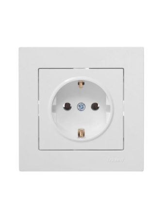 Розетка 1-м СП Vesna с заземл. ПБТ механизм бел. LEZARD 742-0288-122B