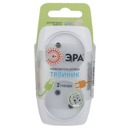 Разветвитель 2-м без заземл. 16А IP20 SP-2-W бел. Эра C0045520