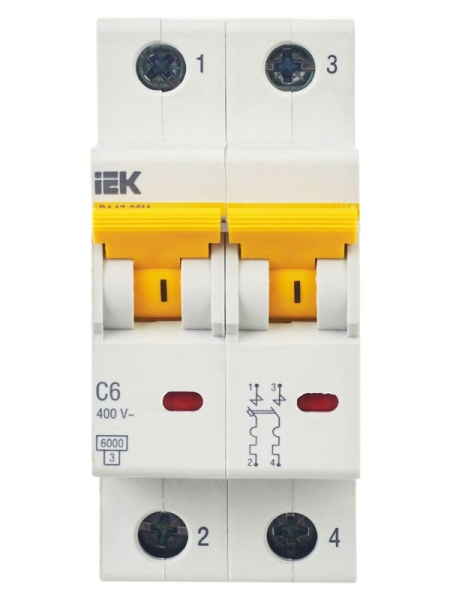 Выключатель автоматический модульный 2п C 6А 6кА ВА47-60M KARAT IEK MVA31-2-006-C