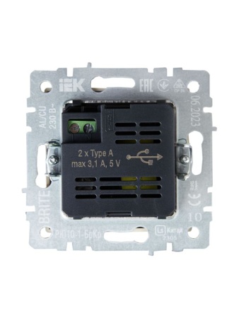 Розетка BRITE USB A+A 3.1А РЮ10-1-БрКр механизм беж. IEK BR-U21-D31-K10