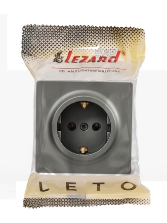 Розетка 1-м ОП LETO с заземл. ПБТ платина LEZARD 752-3500-122B