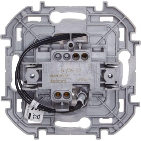 Выключатель 1-кл. Inspiria 10А IP20 250В 10AX с подсветкой/индикацией механизм бел. IEK 673610